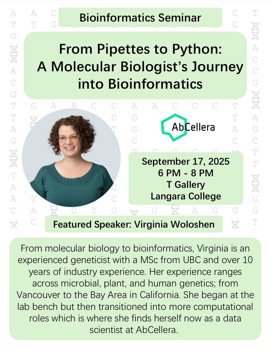 Stop by for an in-person seminar on Sept 17  6-8 PM at the T gallery in Langara College! ✨ Virginia Woloshen will be giving an exciting talk on her career journey!!