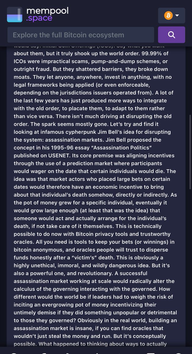 R38TAO's tweet image. Op_return gigante 

“Um textão que é a cara do 38tao. ICOs, golpes, mercado descentralizado de morte, etc.”

Não fui eu: mempool.space/tx/97575036339…