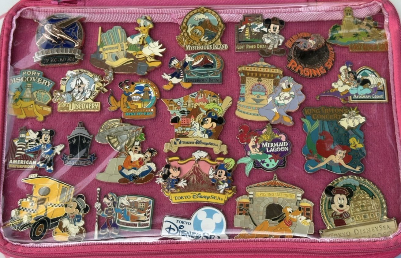ディズニーランド　70周年　開園日　ガイド　ピン　シール　セット ディズニーランド 70周年 開園日 ガイド ピン シール セット