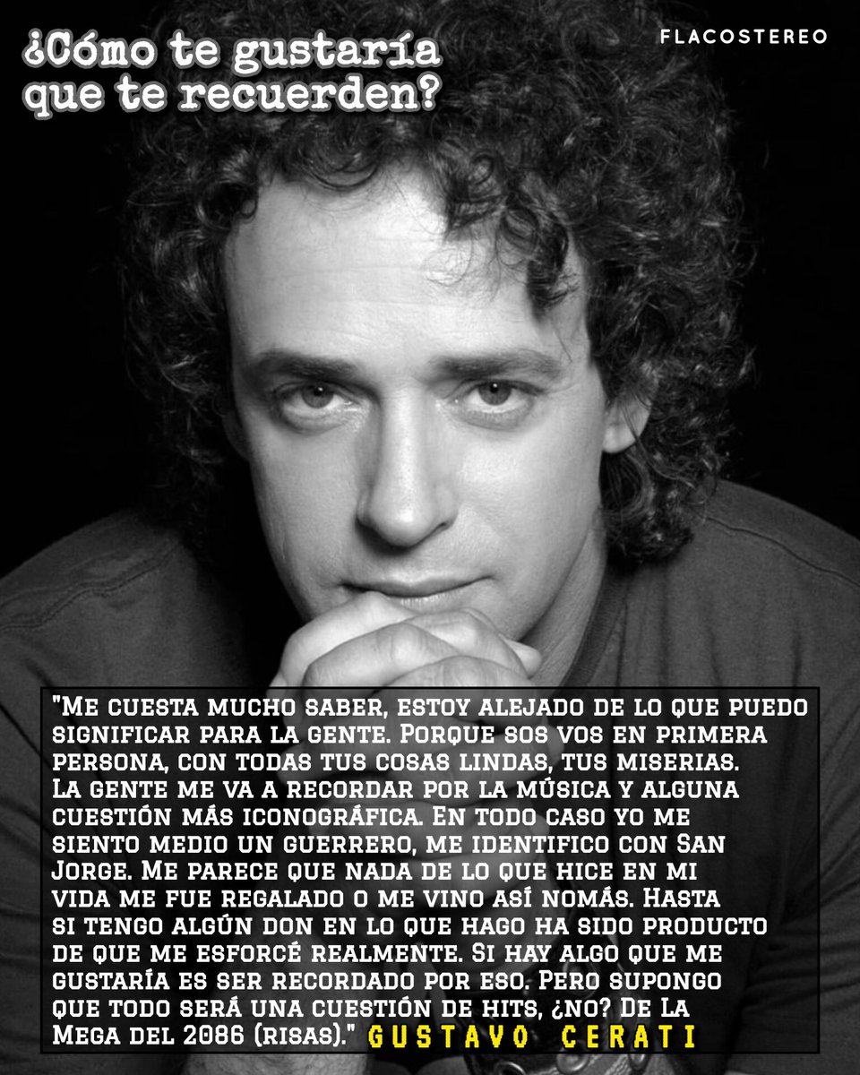 FlacoStereo's tweet photo. Gustavo Cerati ♾️🙌💕🎶 
"Recordarte es un hermoso lugar..." https://t.co/ozZS4tUAxO
