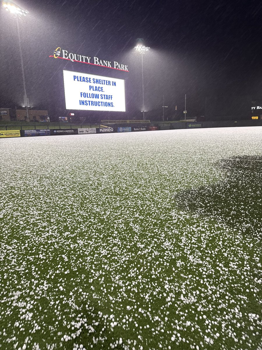 Hail of a night. Streak is over. For the record, we didn’t lose the game because of the field. We lost it due to a light tower being out.