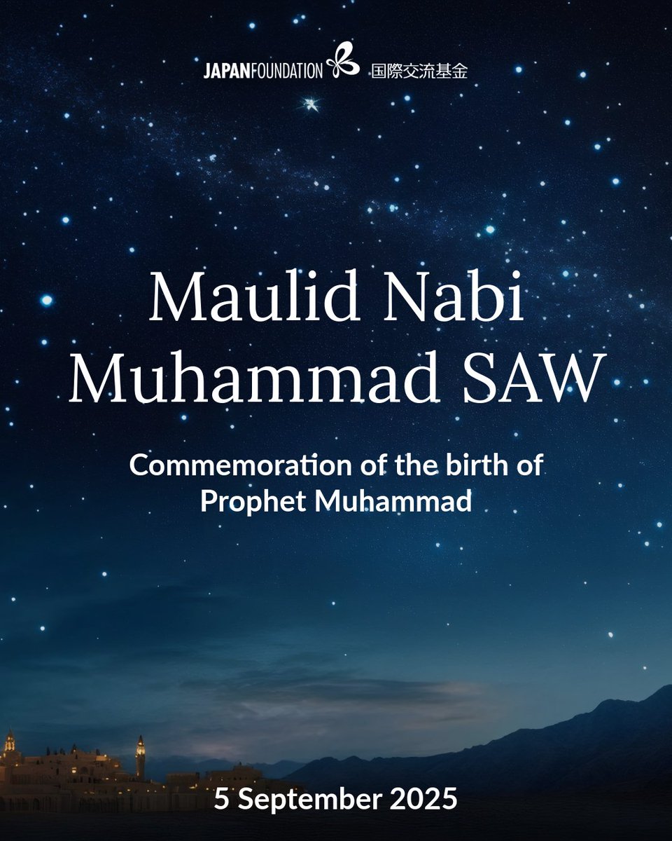 JF_Jakarta's tweet image. Selamat memperingati Maulid Nabi Muhammad SAW. Semoga kita dapat terus menambah amalan baik di hari yang istimewa ini.

#maulidnabimuhammadsaw
#jfjakarta
#japanfoundation