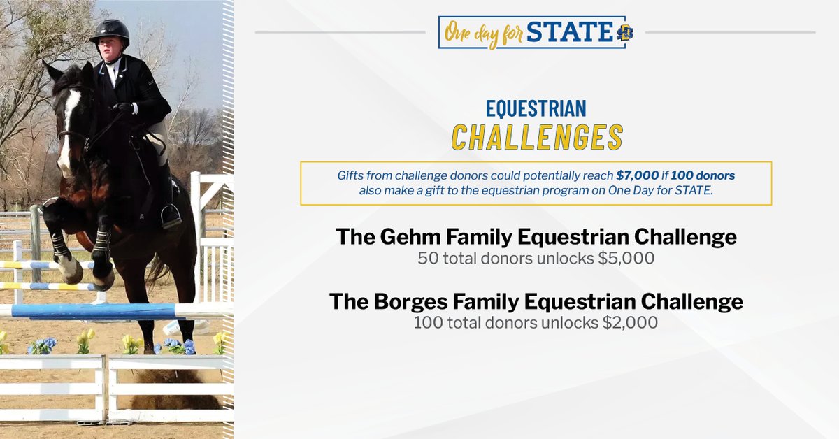 One Day for State is here!

We appreciate the support of the Equestrian Challenge donors listed below. Help us unlock these challenge gifts by donating now:  givecampus.com/s/3ufmco
#OneDayforSTATE