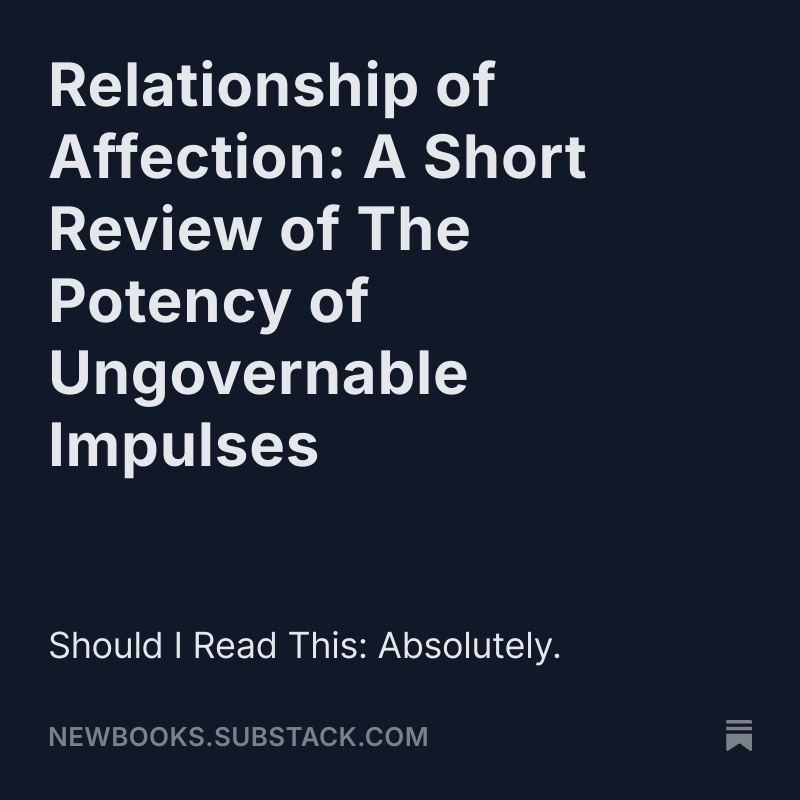 bookstack_nb's tweet image. New book review: Malka Older's "The Potency of Ungovernable Impulses." Just released (06/10)!
From guest reviewer K.C. Raybould.
newbooks.substack.com/p/relationship…
@torbooks
@m_older
@NetGalley
@EverAfterBooksX
@the_ubergroup
#BookReview