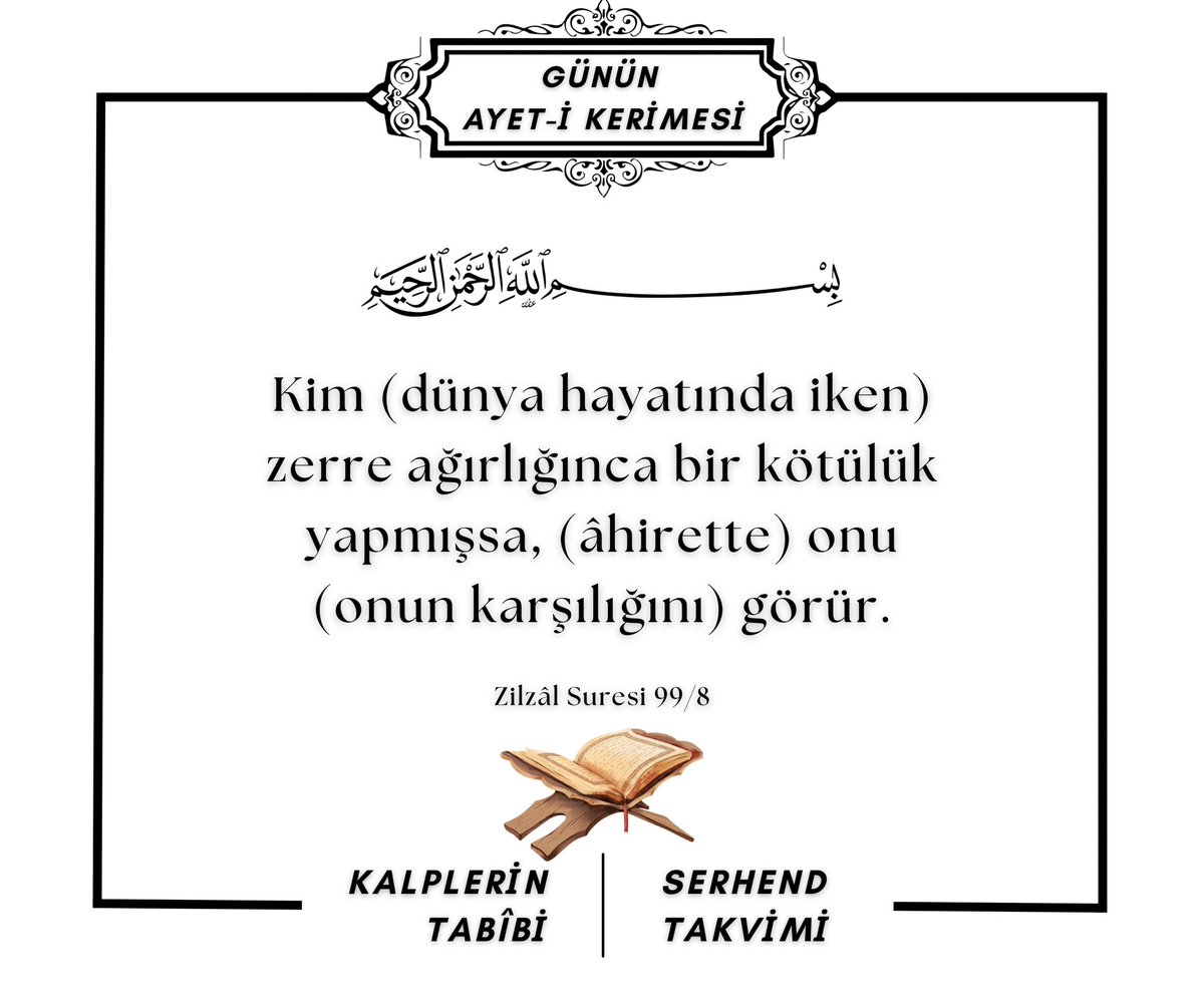 Kim (dünya hayatında iken) zerre ağırlığınca bir kötülük yapmışsa, (âhirette) onu (onun karşılığını) görür.

Zilzâl Suresi 99/8