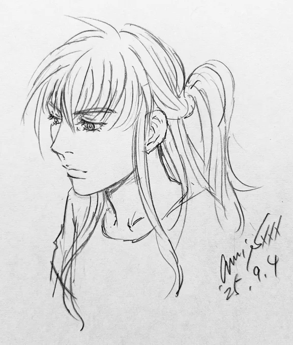 絵の具乾かし中。

珈琲飲みながら楽描き。

まぶたがあった方が描きやすいので、伏目がちグンマ。  柴田亜美 