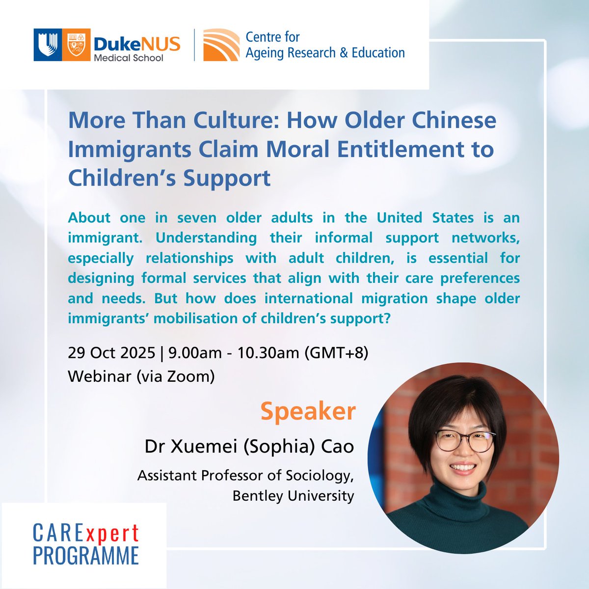 CAREDukeNUS's tweet photo. Some older immigrants feel entitled to care, while others stay silent.

Join us as Dr. Cao explores what shapes these choices - and what they reveal about family, culture, and migration.

Registration for the webinar here: https://t.co/eQrmqPBoFS

#olderadults #immigrants https://t.co/Y9jE8SsbUw