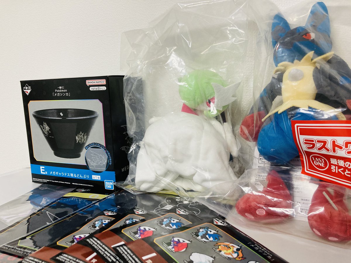 残り９枚だったので全部引いてしまった🫢
奇跡的に残ってたメガサーナイトと、ラストワンのメガルカリオをお迎え✨