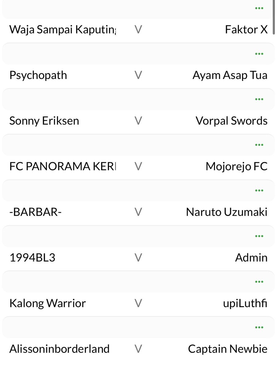 FantasyGameID's tweet image. Jadwal 2 #DUEL #FPLSHOWSCORESURVIVE #SSS #GW4 

@MainFPL vs @Ivan_Wawa 
@Superfiiish vs @kloningera 
@SpursyFantasy vs @okkymaulana99
@Panoramakerinci vs @Fuadd7 
@zadzedlians vs @marufisnandar 
@kangcis_FPL vs ADMIN
@KalongWarriors vs @upiLuthfi 
@mbah_FPL vs @Newbie_FPL
