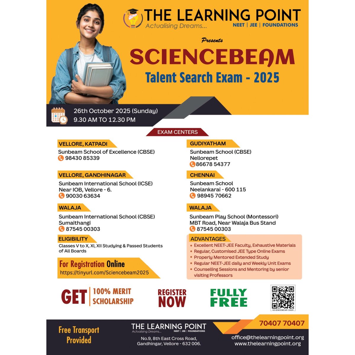 sunbeam_schools's tweet image. The Learning Point Presents the Sciencebeam Talent Search Exam 2025
📝 Registration Free | 🚀 Nurturing Young Scientific Minds

#TheLearningPoint #SunbeamSchool #Sciencebeam2025 #TalentSearchExam #FreeRegistration #STEMEducation #KnowledgeIsPower #InspiringYoungMinds