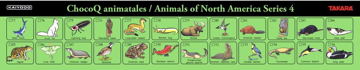 Once upon a time, I did some 'what if' pictures for a possible series of Kaiyodo ChocoQ figures of North American animals. Some of the designs are more successful than others, but I still think it's a neat idea.