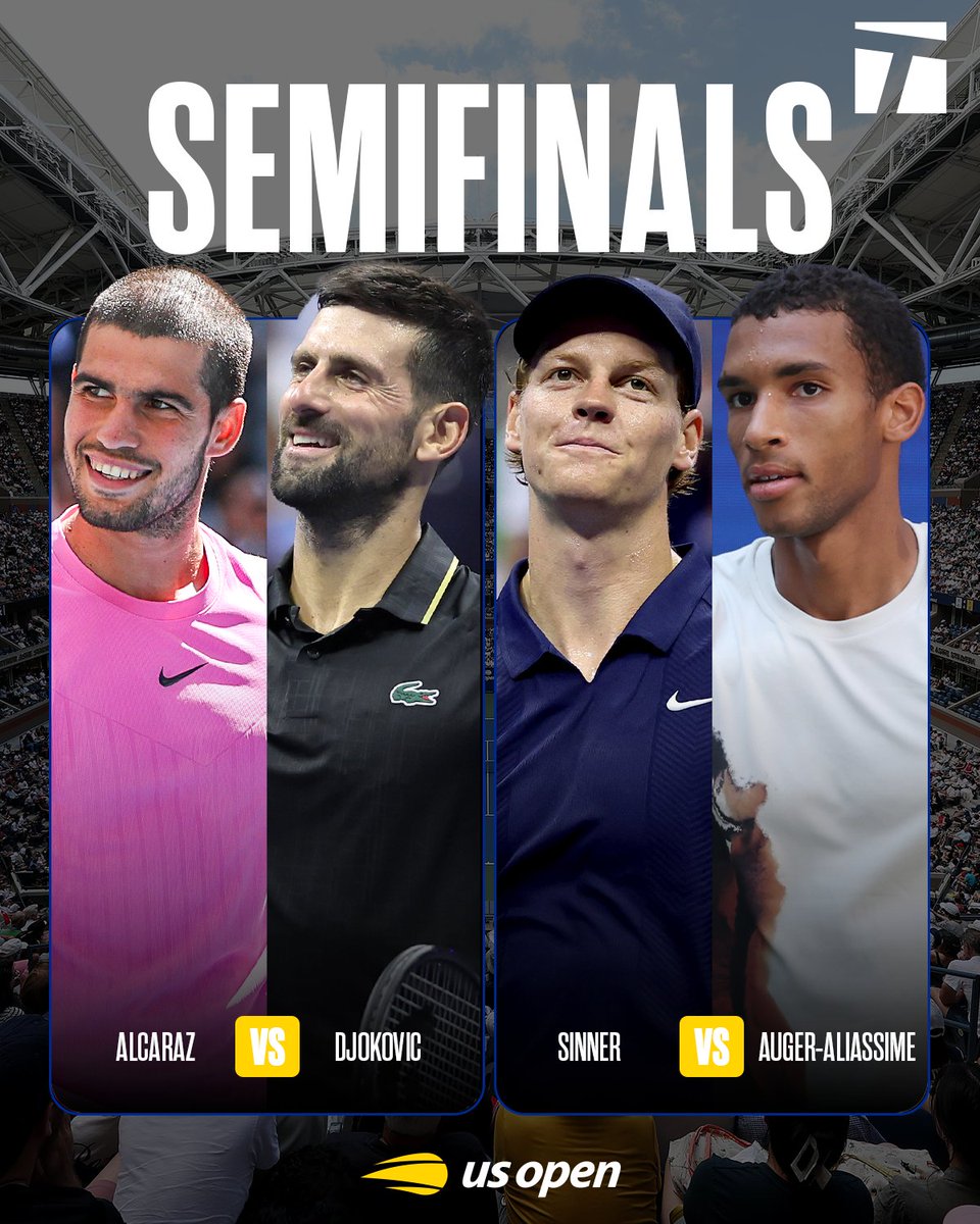 TennisChannel's tweet image. Just four men remain in Gotham City 🌃 

Who&apos;s winning the final Grand Slam of the season? 🤔 

#usopen