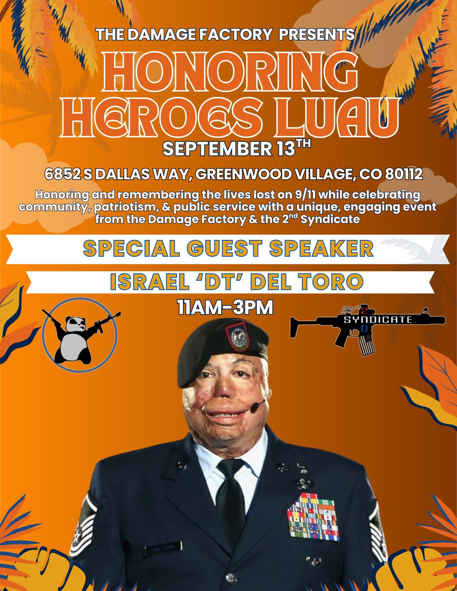 🎉🇺🇸 HONOR HEROES – 9/11 LUAU &amp; 2A FUNDRAISER 🇺🇸🎉

📅 Saturday, Sept 13, 2025 
📍 The Damage Factory – Arvada, CO
⏰ 11:00 AM – 3:00PM
🔥 FREEDOM. FUN. GIVEAWAYS. PATRIOTISM.
Get ready for the BIGGEST 2A PARTY IN COLORADO — and you’re invited!

🌺 Honor Heroes is a high-energy