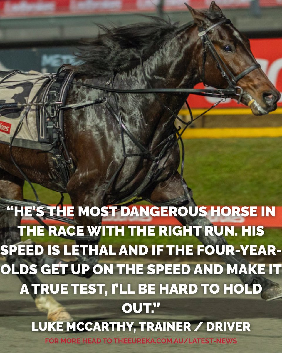 Luke McCarthy’s 3YO Hesitate, from gate two, is primed for the $2.1M TAB Eureka. “His speed is lethal and with the right run, he’ll be hard to hold out,” he says.

Read more 👉 theeureka.com.au/latest-news/mc…