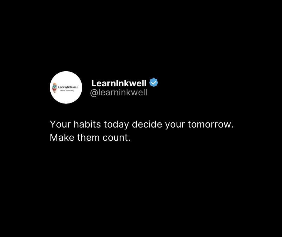 I saw this today and it really hit home. The truth is, our daily habits are quietly shaping our destiny. What's one small habit you're working on this week to build a better tomorrow?

#DailyHabits #SuccessTips #PersonalGrowth