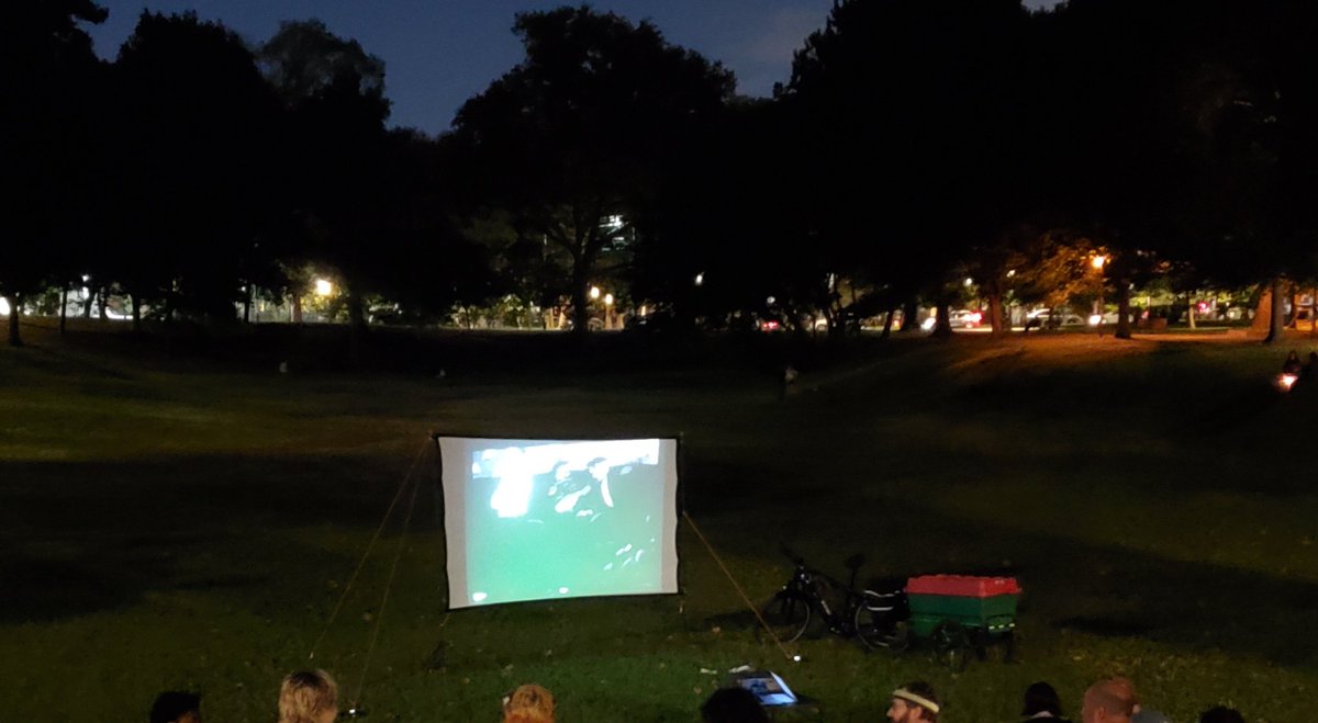Silent film showing in Clark Park