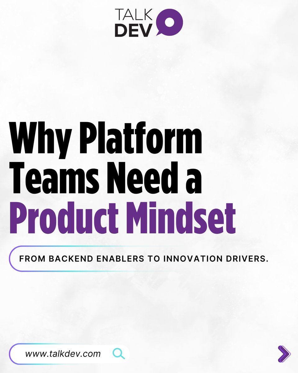 "Great platforms aren’t built they’re designed like great products."
A product mindset in platform engineering means: ✅ User‑first design 
✅ Impact‑driven priorities 
✅ Measured by adoption 
✅ Built on trust

Full article: talkdev.com/featured/why-p…

#PlatformEngineering #DevOps