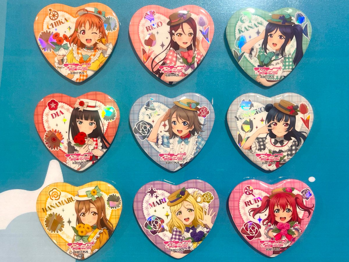GiGO コラボカフェ ラブライブ！ 15周年　ホログラムハート缶バッジ　9種 GiGO コラボカフェ ラブライブ！シリーズ オフィシャルカード