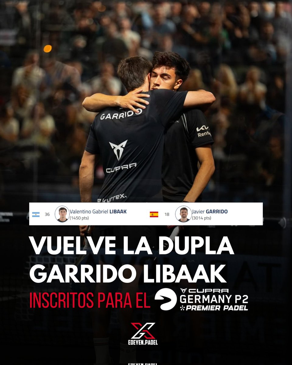 ¡Vuelve la dupla! Tras una lesión que lo alejó de 4 torneos clave, Tino regresa con hambre de pista.
Germany P2 será el escenario de su reencuentro con Garrido, en busca de estabilidad y protagonismo.

🧠 ¿Recuperará Garrido su mejor versión con el regreso de Tino?

#premierpadel