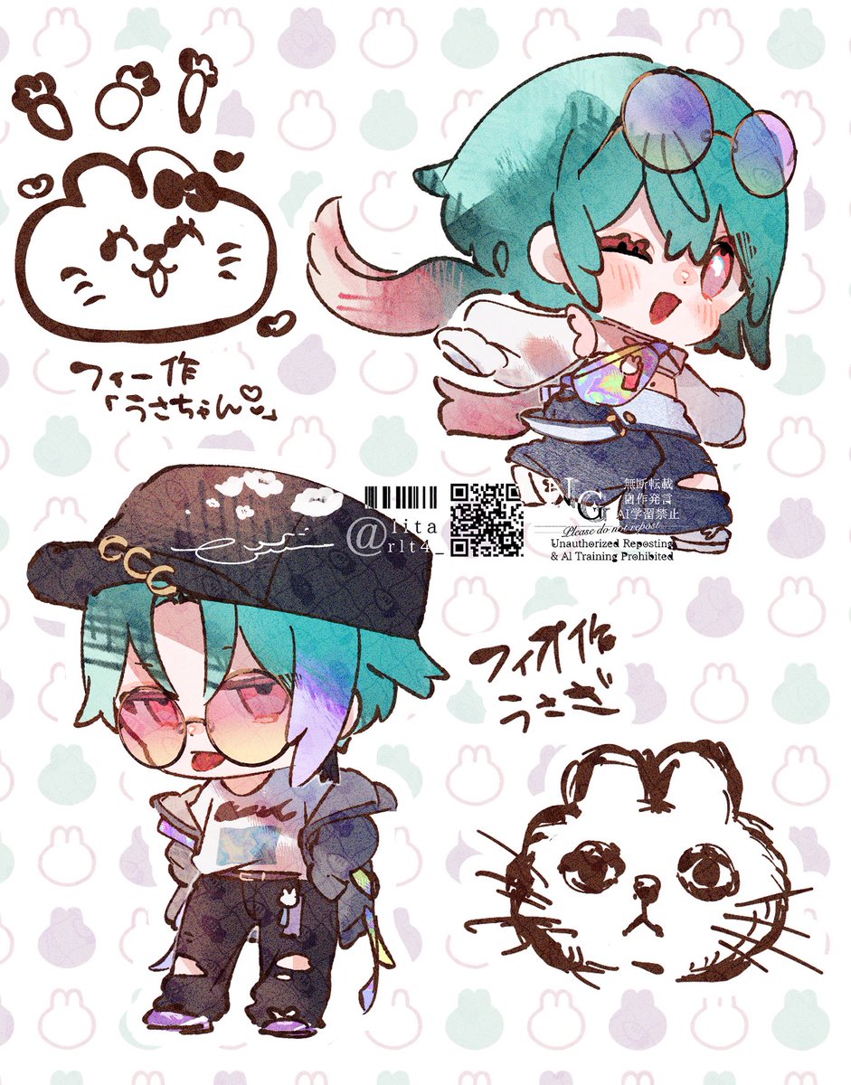 rlt4_'s tweet photo. 翡翠兄弟とふたりの描いたうさꪔ̤ꪔ̤
#OC #イラスト https://t.co/YNILj0G3RR