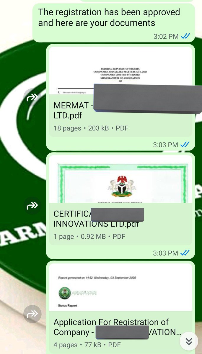 Good morning business owners
It's another new day to get your business registered with the CAC

Save the face of your brand and legitimize your hustle

One out of the deliveries that left our care yesterday🙌

Thank you for trusting in the brand to deliver always 😊

We are your