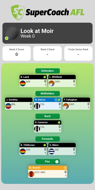 Changed my mind (again) … show me your <a href="/SuperCoach/">SuperCoach AFL</a> Finals squads 👇

Tossing up Miers/Filthy combo, or Keays/Cameron 😮‍💨