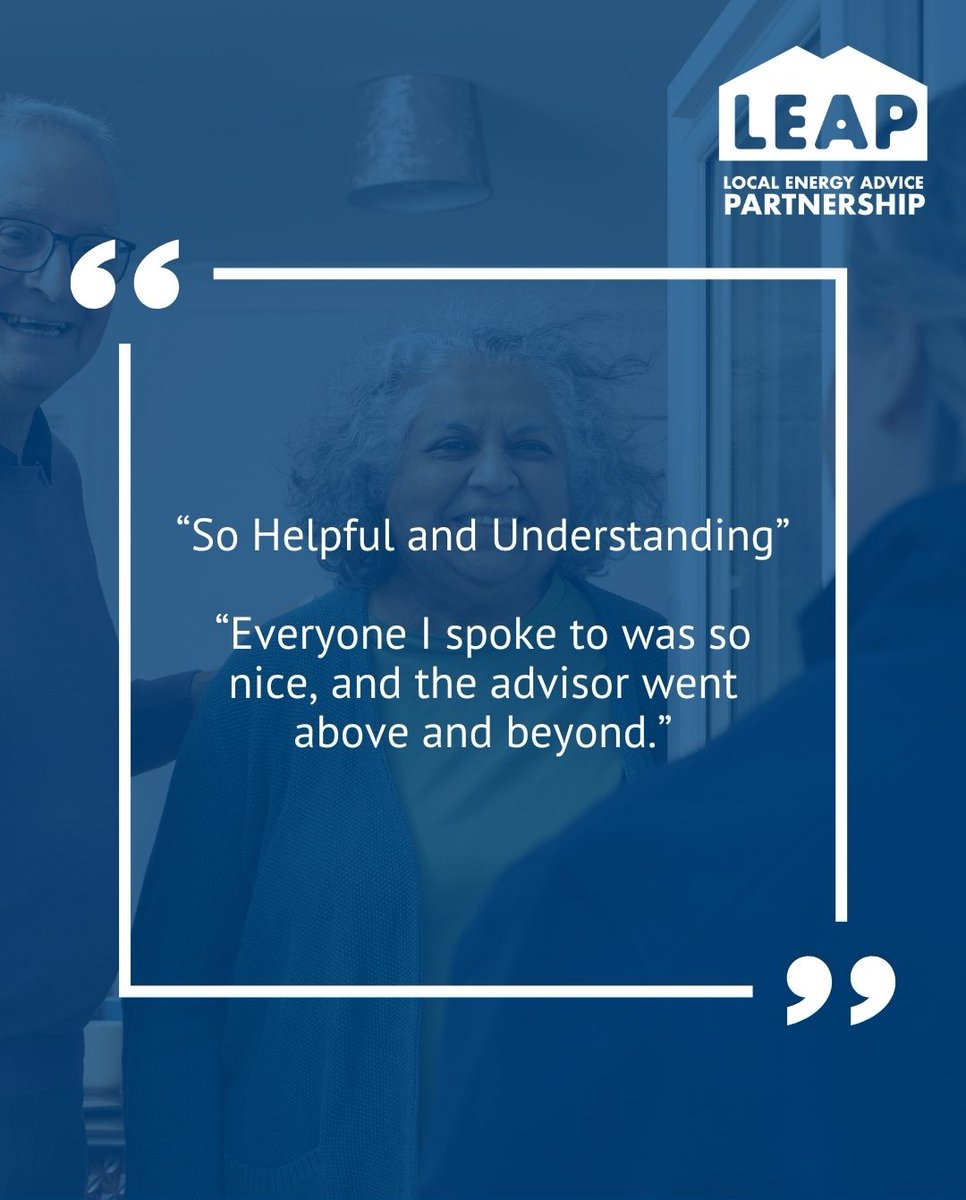 From switching tariffs to registering for support services and sharing energy-saving tips, LEAP advisors do more than just give advice. Get in touch or refer a friend at applyforleap.org.uk

#EnergySavings #SustainableLiving #CostofLiving #LEAP #FreeAdvice