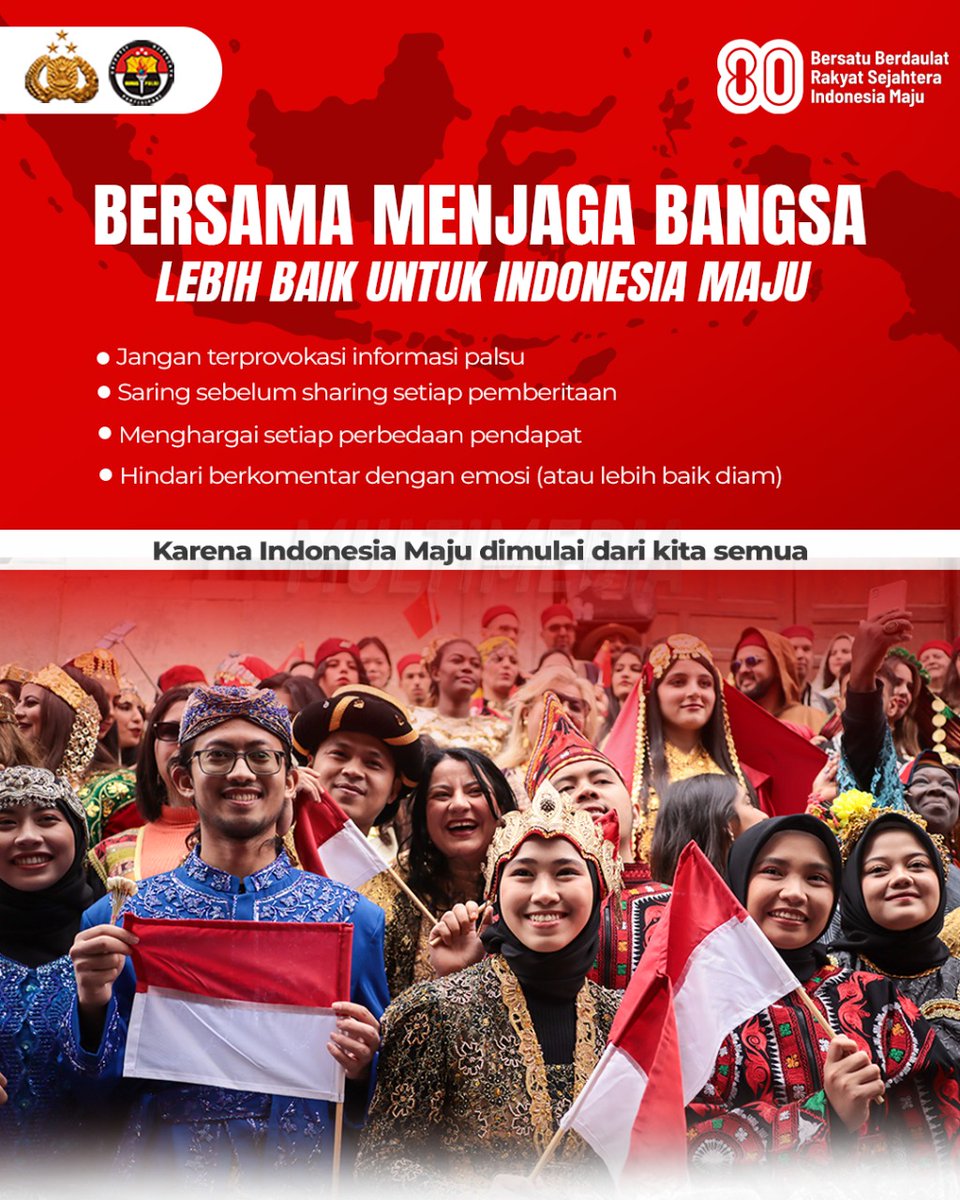 Sobat Polri, kita semua punya peran untuk majukan Indonesia. Dimulai dari hal kecil seperti menjaga persatuan, menghargai perbedaan, dan saling mendukung demi masa depan yang lebih baik. Mari Kita Waspada Provokator Pemecah Belah Bangsa dan Bersama #JagaKeutuhanIndonesia