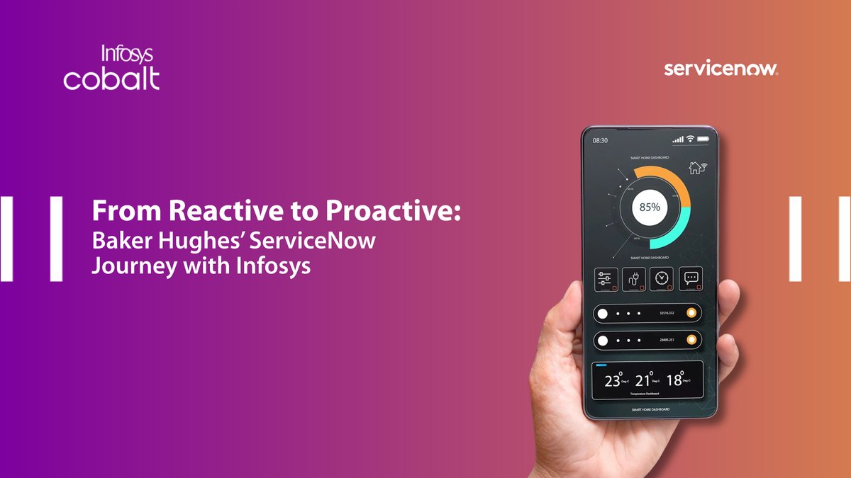 Infosys's tweet image. From reactive to proactive, that&apos;s the transformation Baker Hughes is experiencing with our partnership. Together, we streamlined operations, increased productivity, and moved from being reactive to a proactive, data-driven approach. infy.com/41ExZUu #InfosysCobalt