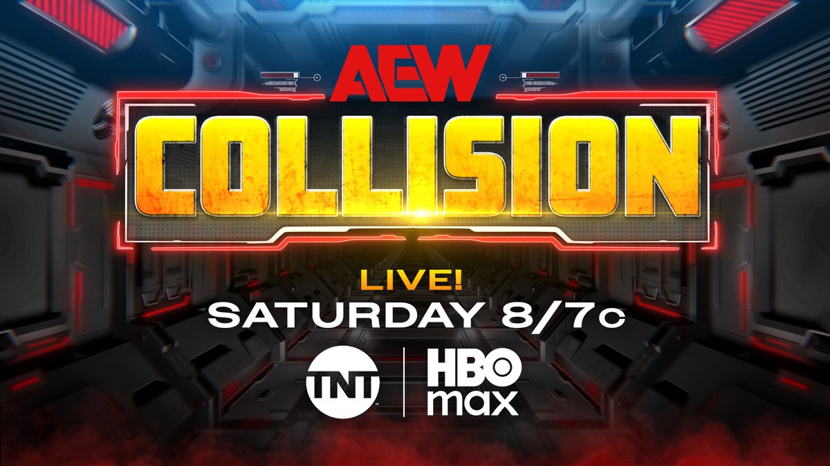 AEW's tweet image. This Saturday, 9/6!

Multiple rivalries will boil over and more on #AEWCollision!

Join us LIVE at 8/7c on @TNTDrama + @SportsOnMAX!