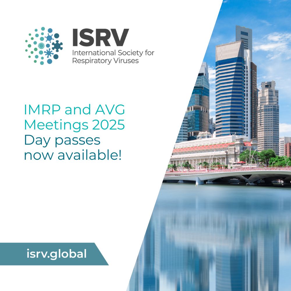 🎟️ Day passes now available!
 
Join us at #AVG2025 #IMRP2025 in #Singapore for 4 days of global discussion on respiratory viruses, bacteria &amp; emerging pathogens 🌍
 
Pre-event day pass (until 12 Sept): SGD 550
On-site: SGD 650
 
Register 👉 buff.ly/CcouMtu