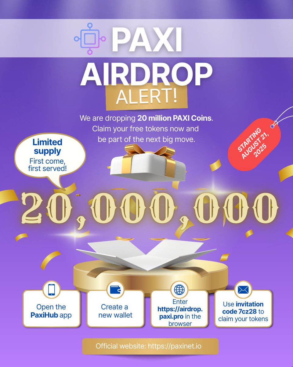 The PAXI airdrop event is hotter than ever, with more than 275,000 friends worldwide already claimed.
Out of the 20 million PAXI allocated for the airdrop, only 2.4 million remain. Time is limited - don’t miss your chance.

PaxiHub APP download links:
App Store: