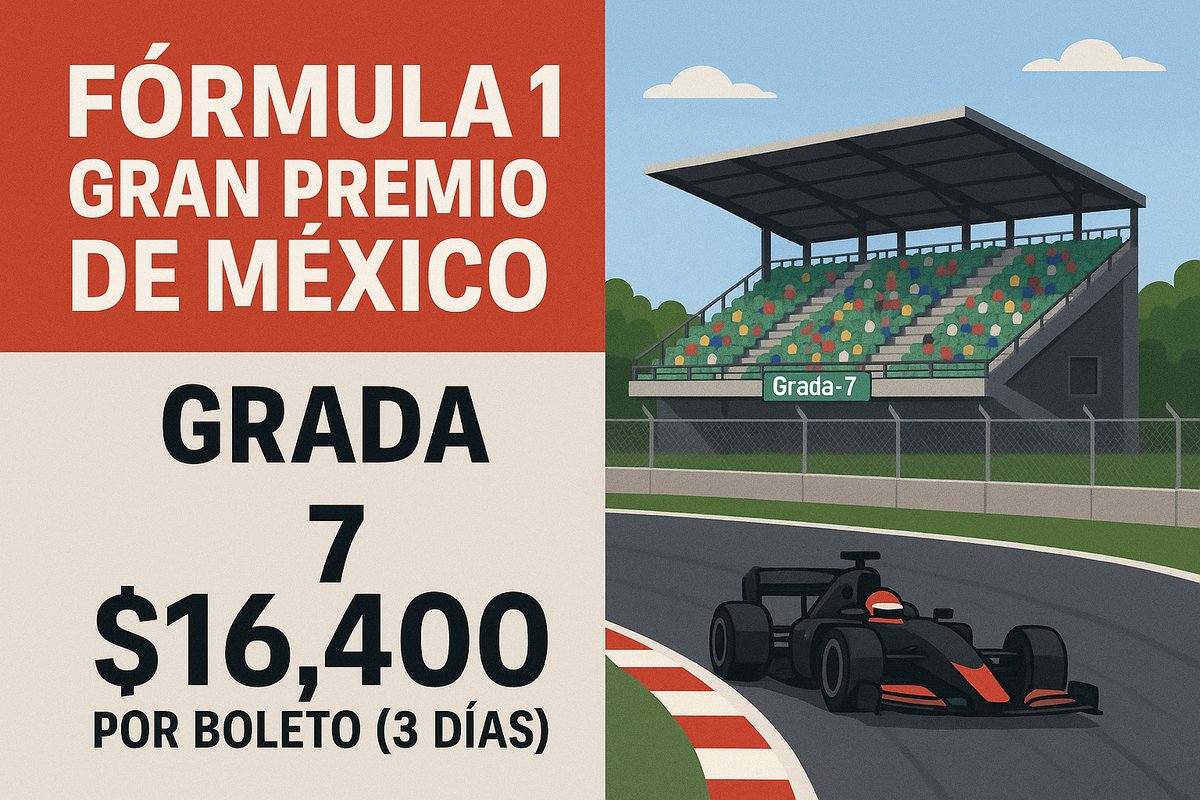 Laura Frías (@lauriutz) on Twitter photo ¡Hola! Vendo 4 boletos para la F1 Gran Premio de México. 
Son en Grada 7 :D
Los vendo al costo de TicketMaster.
Nos podemos reunir en cualquier centro comercial de CDMX para la transferencia segura. ¡Hola! Vendo 4 boletos para la F1 Gran Premio de México. 
Son en Grada 7 :D
Los vendo al costo de TicketMaster.
Nos podemos reunir en cualquier centro comercial de CDMX para la transferencia segura.