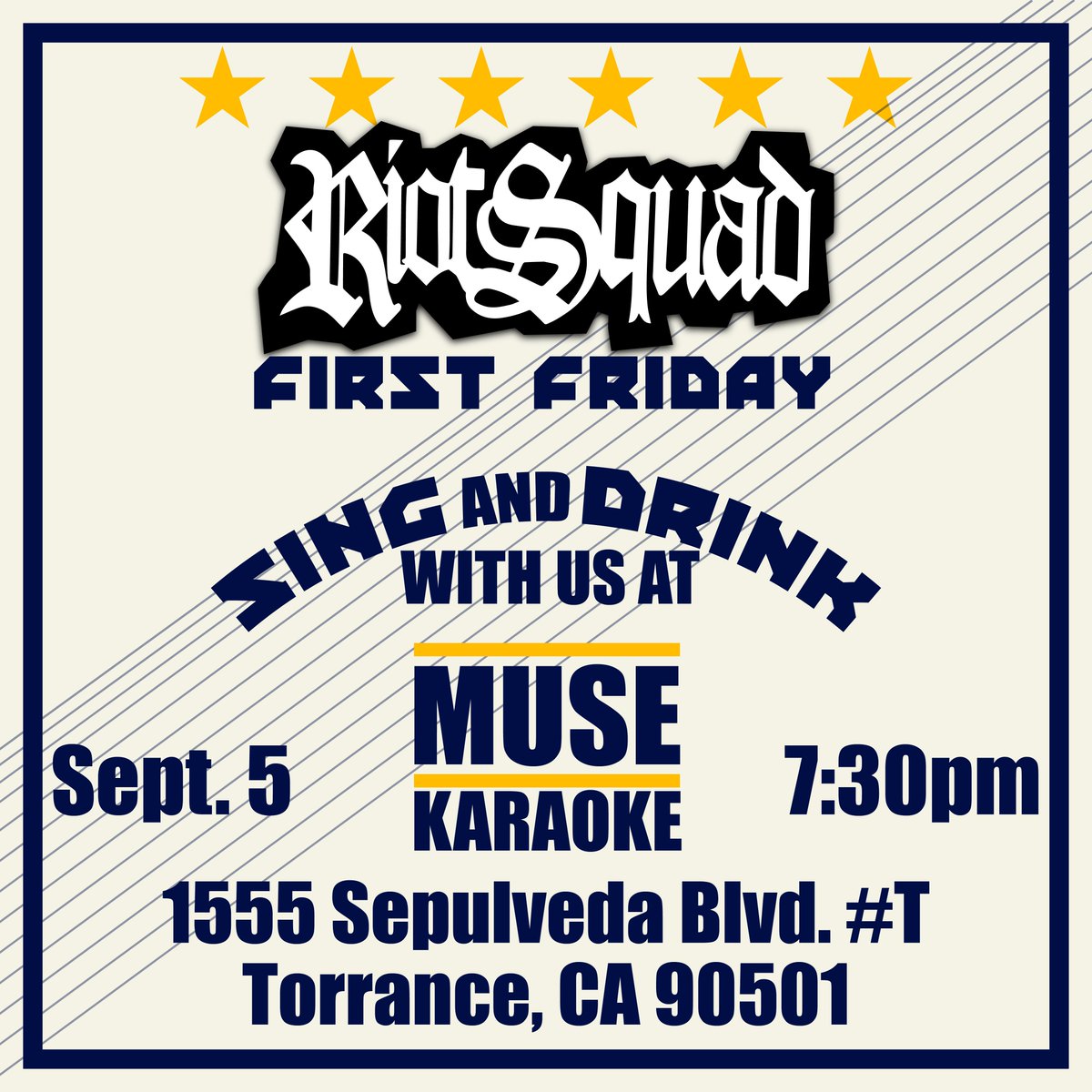 LARS First Friday is upon us again, come SING AND DRINK with us at MUSE Karaoke in Torrance this Friday at 7:30pm. 

1555 Sepulveda Blvd.  # T
Torrance, CA 90501

BYOB