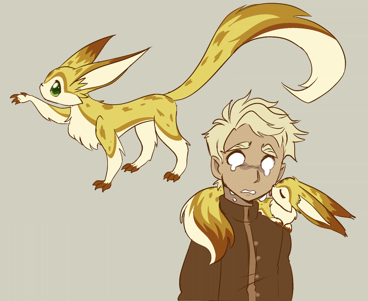 New DnD Character just dropped. 
Their name is Leo (They/Them) And their Muse companion/ESA's name is Tattle-Tale.

((And yeah, sure, maybe they ARE a suspiciously similar to Deryn. Bite me.))