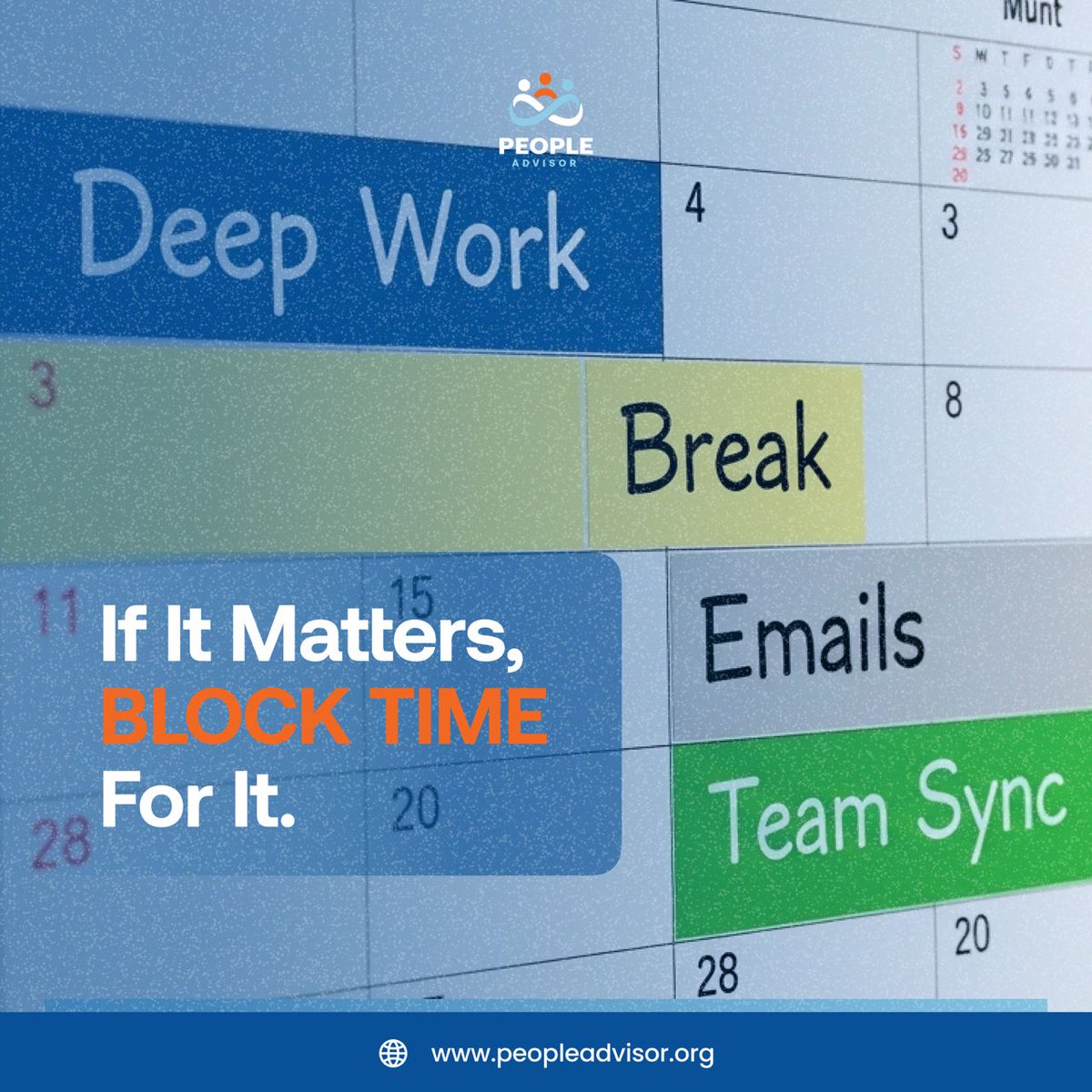 PeopleAdvisorNg's tweet image. Your time deserves structure.
Start using calendar blocks to control your day instead of letting your day control you.

📅 Plan it.
🔕 Protect it.
✅ Complete it.

#PeopleAdvisor #Sinkronis
#WorkTip #SmartWork #CalendarDiscipline #ProductivityHack #PeopleAndPerformance #Business