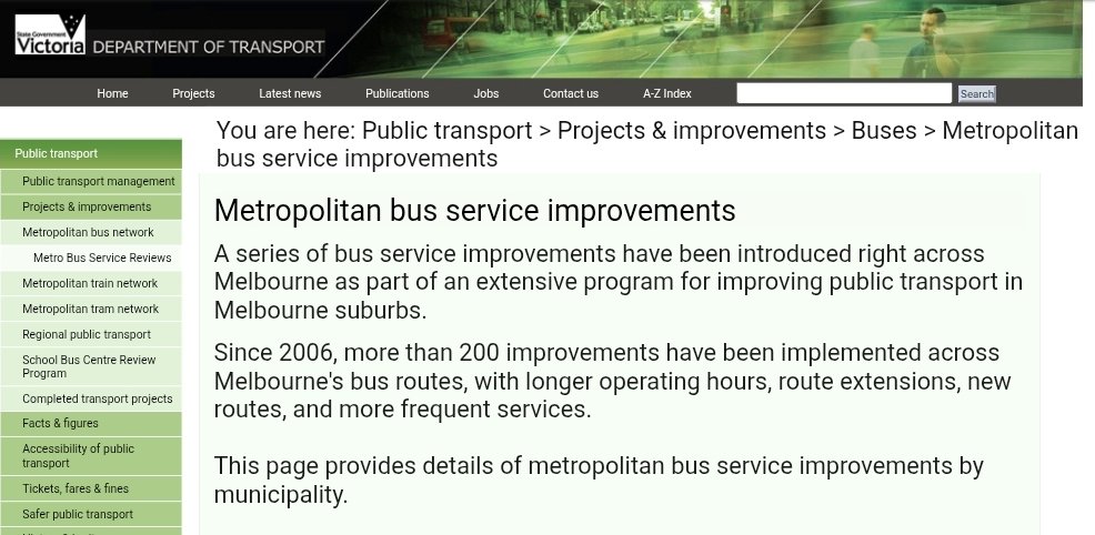 craig_halsall's tweet image. 2005 - 2010 era was a time of feast for bus service upgrades across both Melbourne and regional Victoria

Here's the government's own summary of what was achieved across Melbourne (listed by council area so some upgrades are repeated) 
 web.archive.org/web/2011032805…

#VictoriaBusPlan