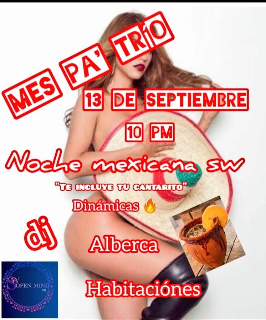 KarlitaYJos2's tweet photo. SEGUNDA LLAMADA
PARA NUESTRA PRÓXIMA FIESTA SW

NOCHE MEXICANA

            13 DE SEPTIEMBRE

                  CANTARITOS
          VAMPIROS Y PALOMAS

APARTA TU LUGAR Y NO TE QUEDES FUERA DE NUESTRA PRÓXIMA FIESTA

INF 8334115845

GRUPO OPEN MIND SW INVITA
KARLA Y JOSÉ https://t.co/WXVy8IfPVf