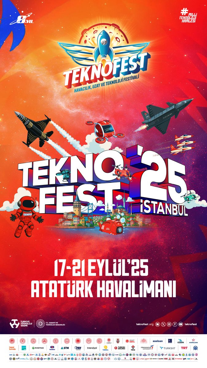 TEKNOFEST 2025, 17- 21 EYLÜL’DE İSTANBUL ATATÜRK HAVALİMANI’NDA!

Sen de TEKNOFEST’e gel, bu büyük heyecana ortak ol!

Detaylı bilgi için: teknofest.org/tr/