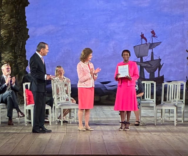 2.09.2025. Drottningholm. Stockholm. Sweden. Tanzanian born Carin Bjorken is "knighted" as a "Silvia Nurse" as she receives her Master of Science degree in Nursing  from Her Majesty Queen Silvia of Sweden. HONGERA/ Congratulations Carin. Proud of you. Aunt Anna. Dar es Salaam.