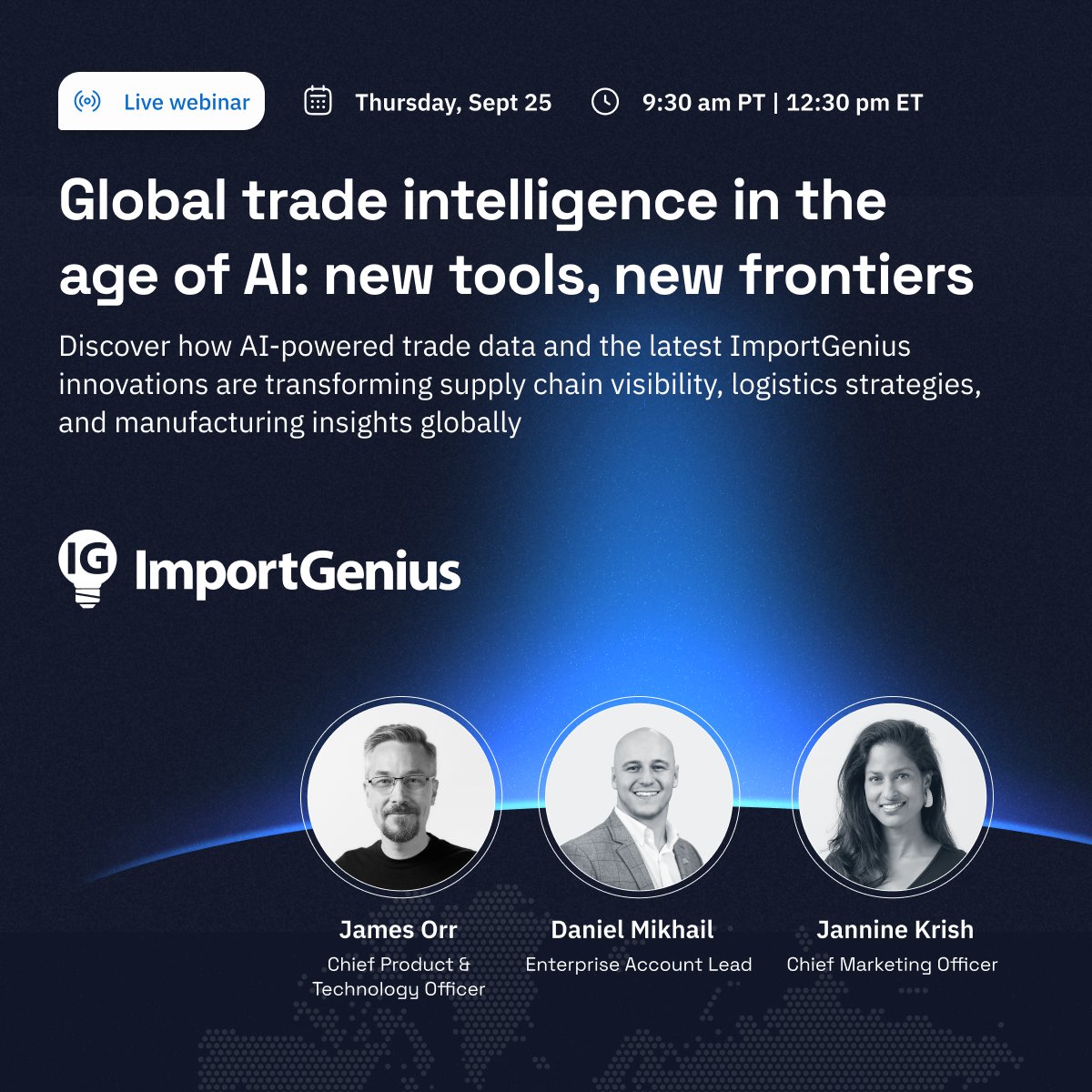 The next wave of supply chain intelligence is here. 

Join our webinar to see how AI delivers:
  • Smarter freight forecasting
  • Faster supplier risk detection
  • Clearer insights from new global data

🗓️ Thursday, Sept 25 at 12:30 PM ET.

Reserve your spot: