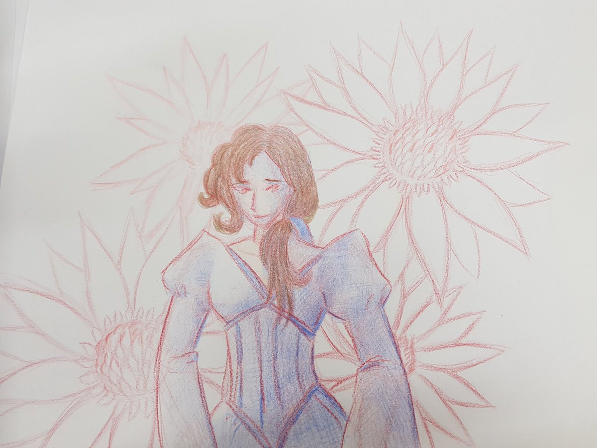 chiramu's tweet image. Just a sketch in coloured pencils of a character that might exist in my story or not, I was just drawing 🙈. #animeartist #anime #sketch #colouredpencil #Pencildrawing