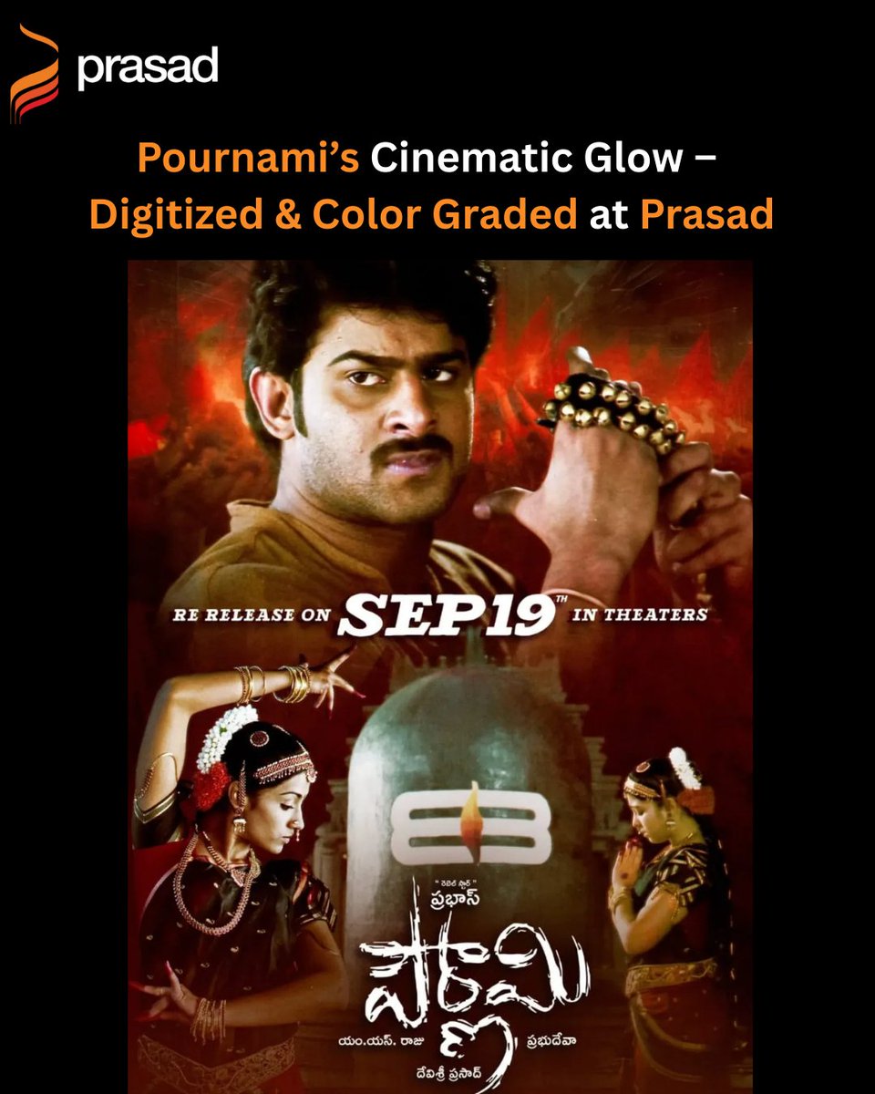 PrasadCorp (@prasadcorp) on Twitter photo The timeless tale #Pournami  returns to theatres,
Digitized & Color Graded by Prasad, pioneers in film heritage preservation.
✨Experience its magic once more on the big screen.
 #PournamiReRelease #DigitizedByPrasad #GradedByPrasad #Prabhas #TrishaKrishnan #TeluguCinema The timeless tale #Pournami  returns to theatres,
Digitized & Color Graded by Prasad, pioneers in film heritage preservation.
✨Experience its magic once more on the big screen.
 #PournamiReRelease #DigitizedByPrasad #GradedByPrasad #Prabhas #TrishaKrishnan #TeluguCinema