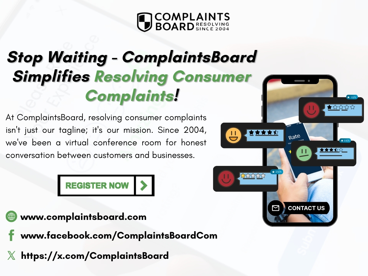 ComplaintsBoard's tweet image. Having trouble getting someone to listen to the business? At ComplaintsBoard, we&apos;ve been resolving consumer complaints since 2004. Begin resolving consumer complaints on complaintsboard.com

#customerservice #consumercomplaint #needhelp #resolvingconsumercomplaints