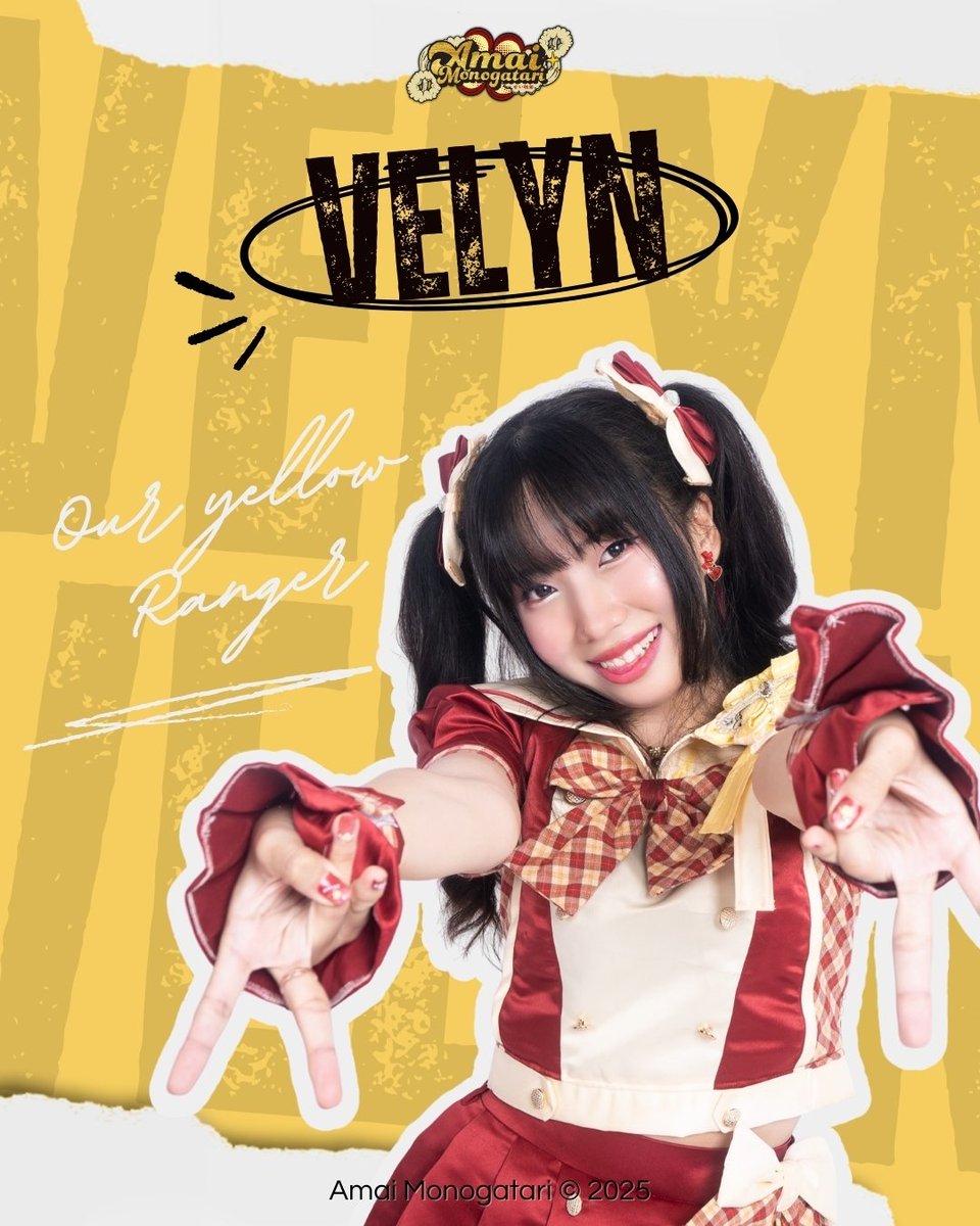 amaimonogatari_'s tweet photo. Weโre back on track with new energy! ๐ฅ
Meet our Yellow Ranger,
โจ VELYN โจ
@velynciafeli
#AmaiMonogatari #VelynAmai https://t.co/LgfCgW0gZg