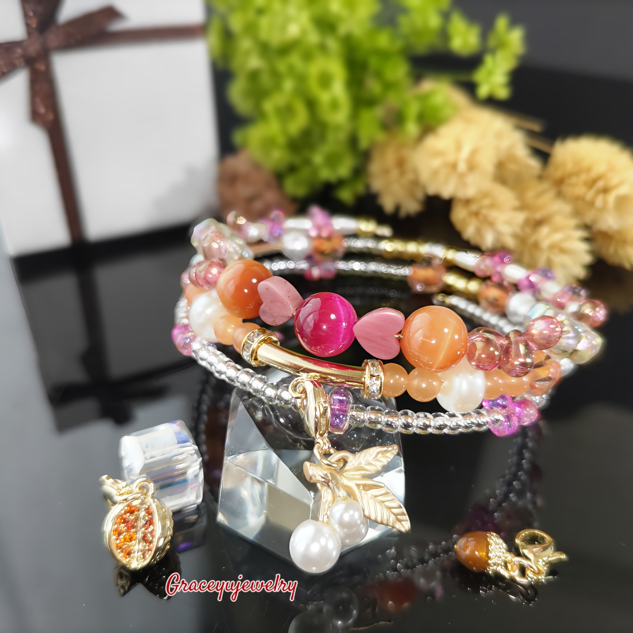 Graceyujewelry🍀 天然石コイルブレスレット✢ ハンドメイド