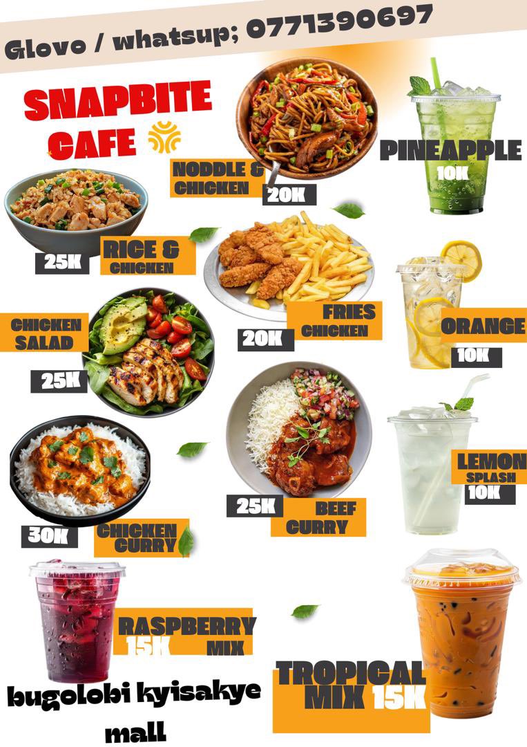 SnapbiteCafe's tweet image. Office packages, buffet, individual orders 
At snapbite cafe. Call/WhatsApp 0771390697 to place your orders.
