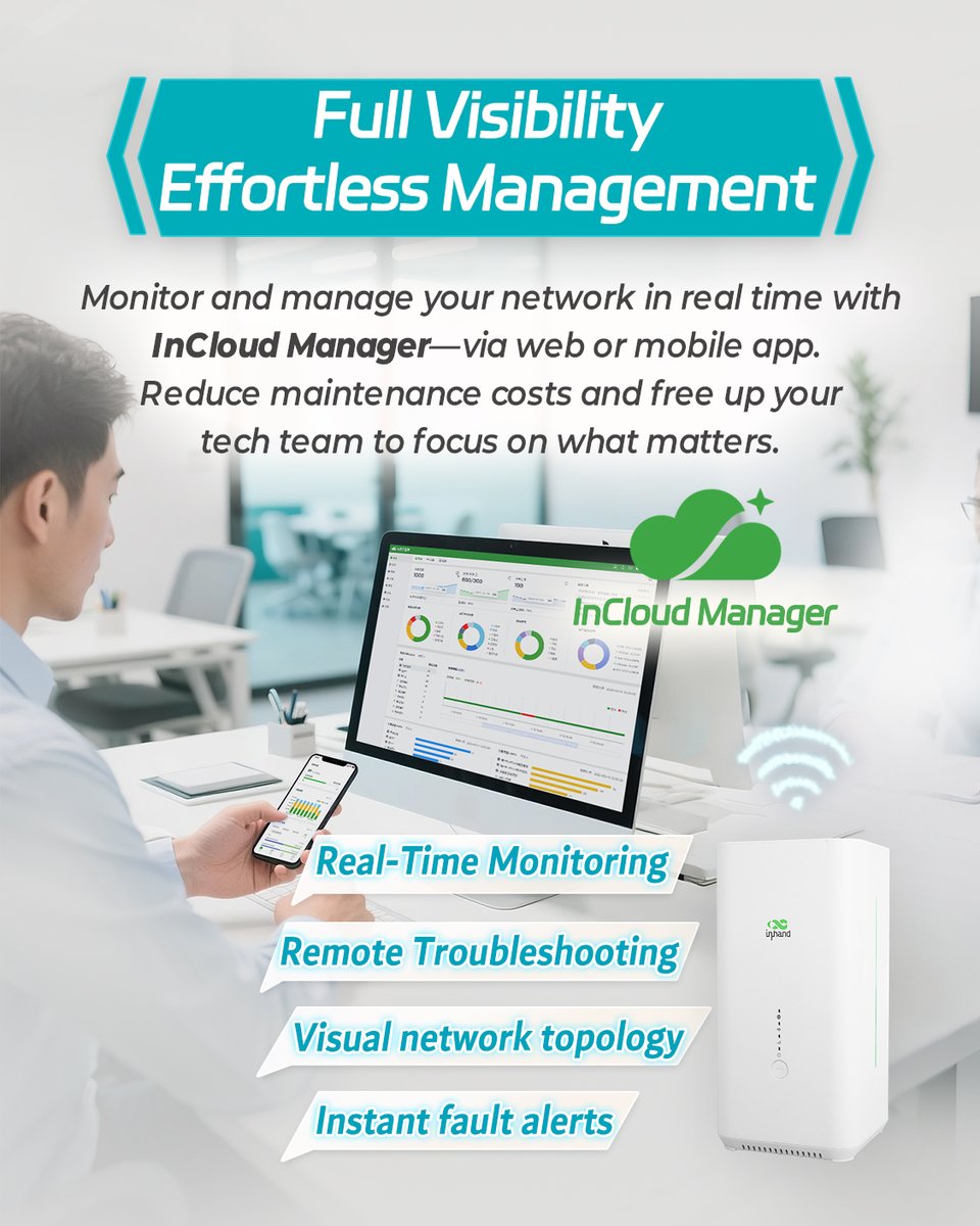 InHandNetworks's tweet image. Start-up office? Skip the setup fees.
The CPE02 5G router gets you online instantly—Wi-Fi 6, 5400 Mbps, 128 devices, zero stress.
#StartupTips #5GRouter #BusinessInternet #WiFi6 #InHandNetworks #FWA