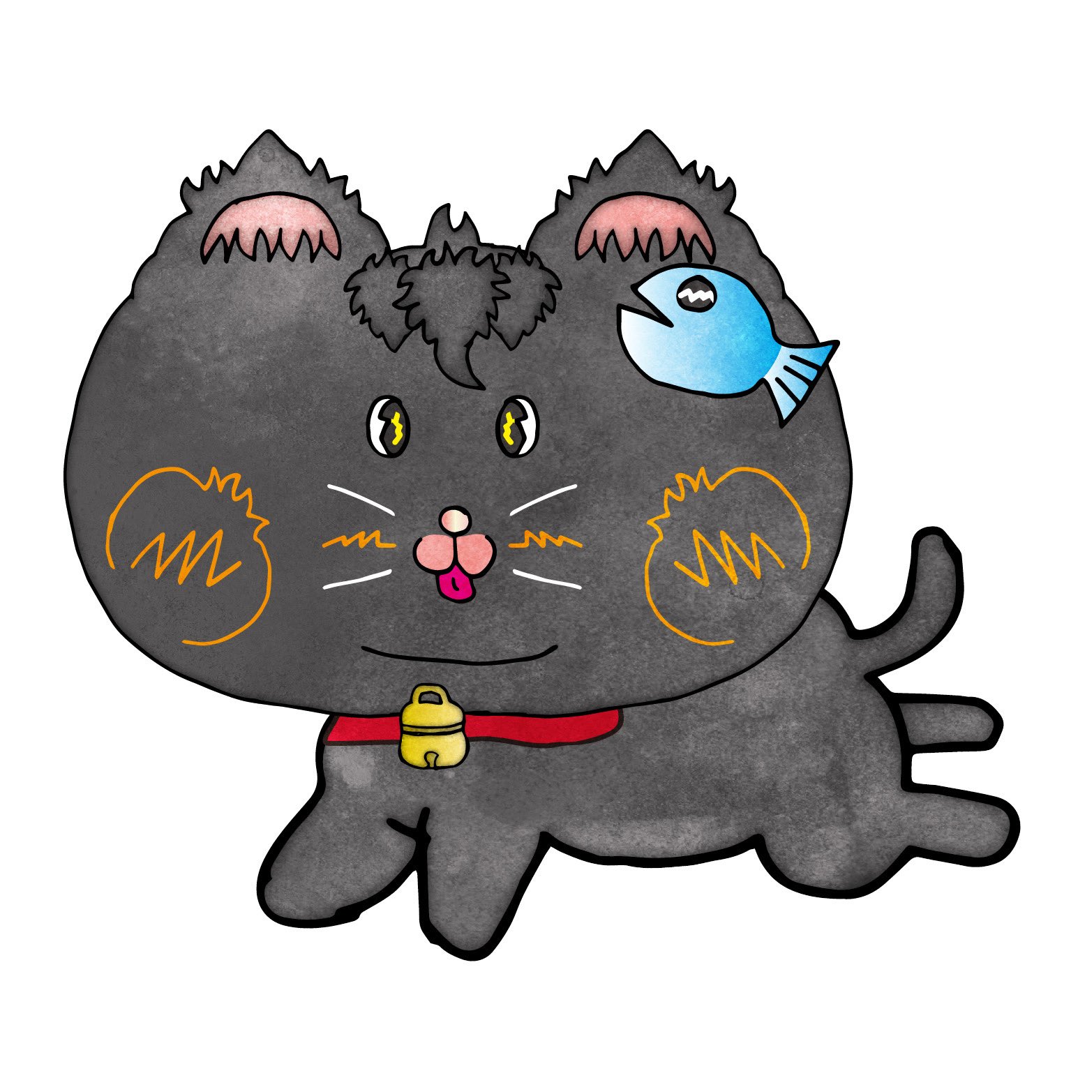 猫のキャラクター手描きイラスト 手描き猫セットイラスト - No: 1636838｜無料イラスト・フリー