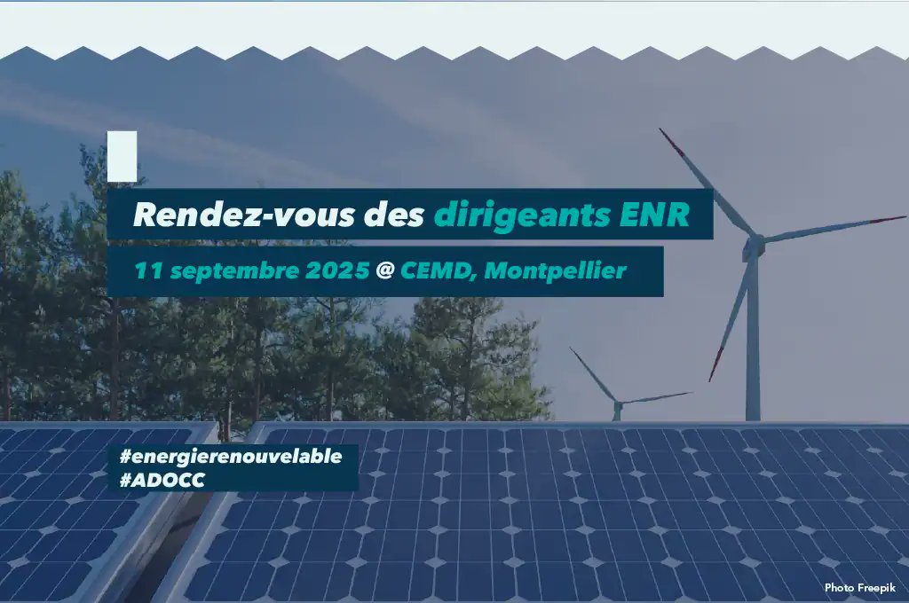 🔊Acteurs de la filière énergies renouvelables, venez au RDV des dirigeants EnR !
Un évènement d’échanges et de rencontres pour mettre en lumière le déploiement des EnR en <a href="/Occitanie/">Région Occitanie</a>. 
🔎2 tables rondes et une session de pitchs sont au programme ! 

👉agence-adocc.com/-evenements-/r…